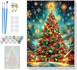 SENQAO Christmas Paint by Numbers for Adults Framed, Christmas Tree Adults' Paint-by-Number Kits, Adult Paint by Number Kits on Canvas, Acrylic Number Painting for Home Decor, 8x12inch SENQAO Christmas Paint by Numbers for Adults Framed, Christmas Tree Adults' Paint-by-Number Kits, Adult Paint by Number Kits on Canvas, Acrylic Number Painting for Home Decor, 8x12inch