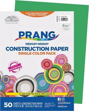 Prang (Formerly SunWorks) Construction Paper, Holiday Green, 9" x 12", 50 Sheets | Formerly SunWorks, P8003 Prang (Formerly SunWorks) Construction Paper, Holiday Green, 9" x 12", 50 Sheets | Formerly SunWorks, P8003