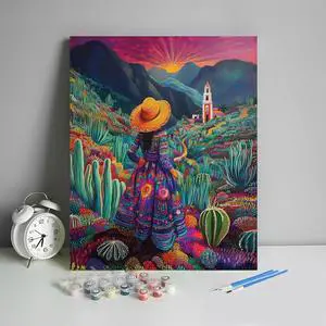 HULDFRDA Adult Paint by Number Kits on Canvas, Mexican Woman Paint by Numbers Kit, Mexican Cactus Painting by Numbers for Adults,Color by Numbers Canvas Art Decor, 16 x20 Inch HULDFRDA Adult Paint by Number Kits on Canvas, Mexican Woman Paint by Numbers Kit, Mexican Cactus Painting by Numbers for Adults,Color by Numbers Canvas Art Decor, 16 x20 Inch