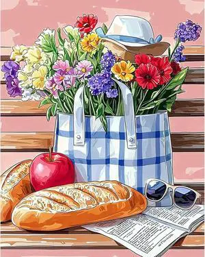 RICUVED Flowers Paint by Numbers for Adults, Bench Paint by Numbers Kit for Adults Beginners, Bread DIY Acrylic Pink Oil Painting on Canvas Easy for Gift Home Wall Decor 16x20 Inch RICUVED Flowers Paint by Numbers for Adults, Bench Paint by Numbers Kit for Adults Beginners, Bread DIY Acrylic Pink Oil Painting on Canvas Easy for Gift Home Wall Decor 16x20 Inch