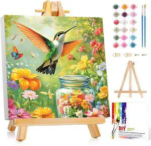Reivworl Framed Hummingbird Paint by Numbers Kit for Adults Beginner 10×10 inch Reivworl Framed Hummingbird Paint by Numbers Kit for Adults Beginner 10×10 inch