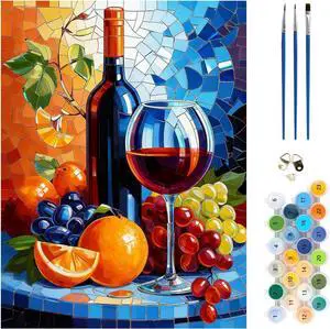 MEIYUDA Cocktail Paint by Numbers Kit for Adults, Glass Red Wine Paint by Numbers for Beginners, DIY Acrylic Oil Painting by Number on Canvas Without Frame for Home Wall Decor and Presents 12x16inch MEIYUDA Cocktail Paint by Numbers Kit for Adults, Glass Red Wine Paint by Numbers for Beginners, DIY Acrylic Oil Painting by Number on Canvas Without Frame for Home Wall Decor and Presents 12x16inch