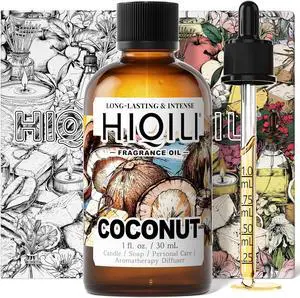 HIQILI Coconut Fragrance Oil for Soap, Candle Making & Diffuser - 1 Fl Oz | Ideal for Body Spray, Women's Perfume Making, Creamy Scents - 30 ML HIQILI Coconut Fragrance Oil for Soap, Candle Making & Diffuser - 1 Fl Oz | Ideal for Body Spray, Women's Perfume Making, Creamy Scents - 30 ML