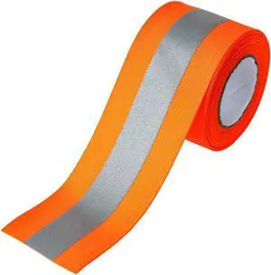 JINBING Sew On Silver Reflective Tape for Clothing Safety Fabric Webbing Trim Strip Orange 2" x 16ft JINBING Sew On Silver Reflective Tape for Clothing Safety Fabric Webbing Trim Strip Orange 2" x 16ft