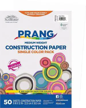 Prang (Formerly SunWorks) Construction Paper, Bright White, 9" x 12", 50 Sheets Prang (Formerly SunWorks) Construction Paper, Bright White, 9" x 12", 50 Sheets