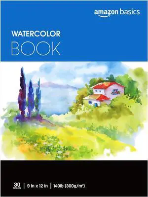 Amazon Basics Watercolor Pad for Beginners, Artists, Adults and Students, Cold Press Textured Surface, 9"x12", 140 lb / 300 gsm, 30 Sheets, White Amazon Basics Watercolor Pad for Beginners, Artists, Adults and Students, Cold Press Textured Surface, 9"x12", 140 lb / 300 gsm, 30 Sheets, White
