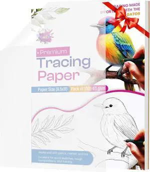 Tracing Paper 8.5x11 in, 100 Sheets, Transparent Sketch Paper 63gsm | Translucent, Sketching & Drafting, Overlays, Pencil Marker & Ink, Premium Tracing Paper 8.5x11 in, 100 Sheets, Transparent Sketch Paper 63gsm | Translucent, Sketching & Drafting, Overlays, Pencil Marker & Ink, Premium