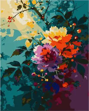 Myxekllo Paint by Numbers Kit for Adults Beginner, Floral Art Home Wall Decor-16x20in Myxekllo Paint by Numbers Kit for Adults Beginner, Floral Art Home Wall Decor-16x20in