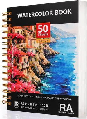 50 Sheets Watercolor Paper Pad,8.5"X5.5" Water Color Paper,110lb/230gsm Painting Drawing Paper Book,Cold Press Watercolor Sketchbook,Art Supplies for Adults & Students to Practice 50 Sheets Watercolor Paper Pad,8.5"X5.5" Water Color Paper,110lb/230gsm Painting Drawing Paper Book,Cold Press Watercolor Sketchbook,Art Supplies for Adults & Students to Practice