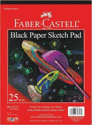 Faber-Castell Black Paper Pad 9" X 12" 25 sheets Faber-Castell Black Paper Pad 9" X 12" 25 sheets
