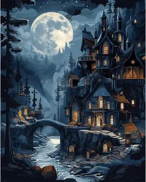 Natuyalo Paint by Numbers Kit for Adults, Paint by Numbers for Beginner Moonlit Castle, Paint by Number for Adults, Night Scene DIY Paint by Number for Gift Home Wall Decor 16x20 Inch Natuyalo Paint by Numbers Kit for Adults, Paint by Numbers for Beginner Moonlit Castle, Paint by Number for Adults, Night Scene DIY Paint by Number for Gift Home Wall Decor 16x20 Inch