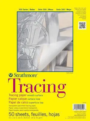 Strathmore 300 Series Tape Bound Tracing Pad, 9 X 12 inches, 25 lb., Transparent, 50 Sheets (370-9) Strathmore 300 Series Tape Bound Tracing Pad, 9 X 12 inches, 25 lb., Transparent, 50 Sheets (370-9)