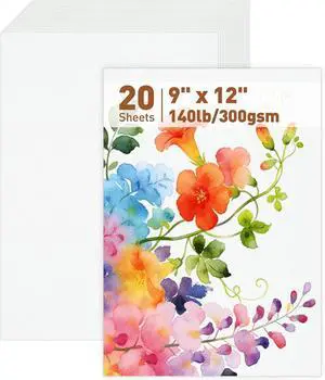 MAXECHO 20 Sheets Cold Press Watercolor Paper, 9" x 12" Cotton Water Color Drawing Paper, 140lb/300gsm Loose Acrylic Painting Artist Sketch Sheets, Art Supplies for Adults, Watercolor Paint Set MAXECHO 20 Sheets Cold Press Watercolor Paper, 9" x 12" Cotton Water Color Drawing Paper, 140lb/300gsm Loose Acrylic Painting Artist Sketch Sheets, Art Supplies for Adults, Watercolor Paint Set