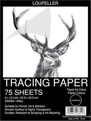 LOUPELLER 9 x 12 Tracing Paper Pad 75 Sheets of 32lb 50g Wrinkle Free Highly Transparent Tracing Paper for Drawing Works with Pen, Pencil & Marker for Artists, Architects & Kids LOUPELLER 9 x 12 Tracing Paper Pad 75 Sheets of 32lb 50g Wrinkle Free Highly Transparent Tracing Paper for Drawing Works with Pen, Pencil & Marker for Artists, Architects & Kids
