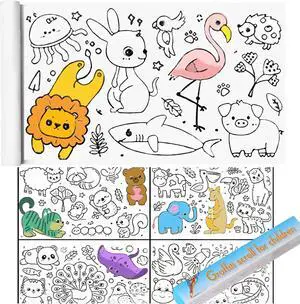 Sticky Coloring Paper Roll Animal 118x11.8Large | Drawing Paper Roll Big Painting Sheet for Kindergarten Home Party, Ideal Gift idea for Birthday Sticky Coloring Paper Roll Animal 118x11.8Large | Drawing Paper Roll Big Painting Sheet for Kindergarten Home Party, Ideal Gift idea for Birthday