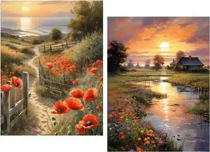 Kaixine 2 Pack Paint by Numbers Kit for Adults - Landscape Flowers Sunset Paint by Number for Beginner DIY Adult Paint by Number Kits on Canvas,Oil Number Painting Kits for Home Decor 12x16 inch Kaixine 2 Pack Paint by Numbers Kit for Adults - Landscape Flowers Sunset Paint by Number for Beginner DIY Adult Paint by Number Kits on Canvas,Oil Number Painting Kits for Home Decor 12x16 inch