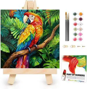 AUKELHJ Framed Paint by Numbers Kit for Adults, Parrot, 10x10 inch | Paint by Number for Adults Beginner & Kids Ages 8-12, Framed Canvas, Easel Included, Fun and Relaxing, Gifts Box, Home Decor AUKELHJ Framed Paint by Numbers Kit for Adults, Parrot, 10x10 inch | Paint by Number for Adults Beginner & Kids Ages 8-12, Framed Canvas, Easel Included, Fun and Relaxing, Gifts Box, Home Decor