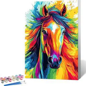 Okarina Framed Paint by Numbers Kit for Adults, Colorful Horse 8x12 Inch | Paint by Number with Frame, DIY Acrylic Painting Kit for Relaxation, Easy for Beginners, Wall Decor Gift for Animal Lovers Okarina Framed Paint by Numbers Kit for Adults, Colorful Horse 8x12 Inch | Paint by Number with Frame, DIY Acrylic Painting Kit for Relaxation, Easy for Beginners, Wall Decor Gift for Animal Lovers