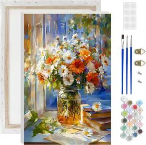 Lxmsja Daisy Bouquet Paint by Numbers Kit for Adults, Sunny Windowsill Acrylic Paint by Numbers for Adults Beginner, DIY Craft Supplies Oil Painting Kits for Home Wall Decor 8x12 inch (Framed) Lxmsja Daisy Bouquet Paint by Numbers Kit for Adults, Sunny Windowsill Acrylic Paint by Numbers for Adults Beginner, DIY Craft Supplies Oil Painting Kits for Home Wall Decor 8x12 inch (Framed)