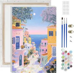 Lxmsja Greek Village Paint by Numbers Kit for Adults, Greek Island Acrylic Paint by Numbers for Adults Beginner, DIY Craft Supplies Oil Painting Kits for Home Wall Decor 8x12 inch (Framed) Lxmsja Greek Village Paint by Numbers Kit for Adults, Greek Island Acrylic Paint by Numbers for Adults Beginner, DIY Craft Supplies Oil Painting Kits for Home Wall Decor 8x12 inch (Framed)