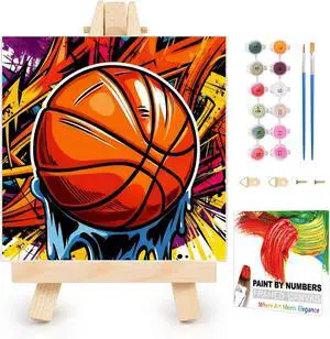 XTCIXAL Framed Paint by Numbers Kit for Adults, Basketball, 10x10 Inch | Paint by Number for Adults & Kids Ages 8-12, Framed Canvas, Included Easel and Gifts Box, Fun and Relaxing, Home Wall Decor XTCIXAL Framed Paint by Numbers Kit for Adults, Basketball, 10x10 Inch | Paint by Number for Adults & Kids Ages 8-12, Framed Canvas, Included Easel and Gifts Box, Fun and Relaxing, Home Wall Decor