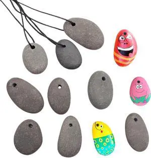 CYLHCM 12PCS Top Drilled Tiny Flat River Stones to Paint, 0.8"-1.0"Craft Rocks for Painting, Plain Pebbles or DIY Art, River Rock Pendants CYLHCM 12PCS Top Drilled Tiny Flat River Stones to Paint, 0.8"-1.0"Craft Rocks for Painting, Plain Pebbles or DIY Art, River Rock Pendants