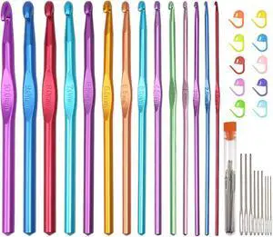 Latest Multicolor 14 Sizes Aluminum Crochet Hooks Set 2.010.0mm | Ergonomic for Comfortable Crocheting,Metal Crochet Needles,Aluminum Handle Knitting Needles for Craft Yarn Latest Multicolor 14 Sizes Aluminum Crochet Hooks Set 2.010.0mm | Ergonomic for Comfortable Crocheting,Metal Crochet Needles,Aluminum Handle Knitting Needles for Craft Yarn