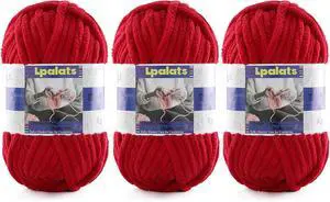#6 Super Bulky Blanket Red Yarn - Chunky Chenille Yarn for Crocheting | 3 Pack Baby Blanket Yarn (Each 3.5oz/100g, 71yds/65m) - Polyester - Thick Plush Fluffy Yarn for Crochet Amigurumi Blankets #6 Super Bulky Blanket Red Yarn - Chunky Chenille Yarn for Crocheting | 3 Pack Baby Blanket Yarn (Each 3.5oz/100g, 71yds/65m) - Polyester - Thick Plush Fluffy Yarn for Crochet Amigurumi Blankets