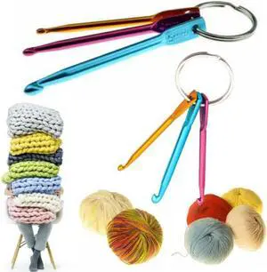 AKOAK 2 Set 6 Pieces Mini Keychain Aluminum Crochet Hooks Sweater Knitting Needles Tool3mm&4mm&5mm AKOAK 2 Set 6 Pieces Mini Keychain Aluminum Crochet Hooks Sweater Knitting Needles Tool3mm&4mm&5mm