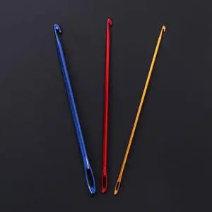 Tebatu Afghan Aluminium Crochet Hook Knitting Needle Hand Knit Tool with Threading Hole Tebatu Afghan Aluminium Crochet Hook Knitting Needle Hand Knit Tool with Threading Hole