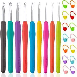 Vodiye 9 Sizes Crochet Hooks 2.06.0mm, Ergonomic Crochet Hook Set, Crochet Needles for Beginners, DIY Projects and Craft Lovers Vodiye 9 Sizes Crochet Hooks 2.06.0mm, Ergonomic Crochet Hook Set, Crochet Needles for Beginners, DIY Projects and Craft Lovers