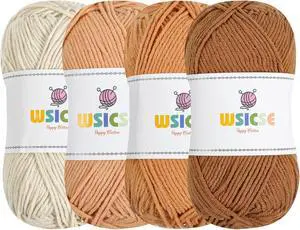 4 Pack Crochet Yarn, 560 Yard Soft Brown Yarn for Hand Knitting Decor Gifts | 60% Cotton, 40% Polyester; Soft Worsted Yarn; for Crochet and Knitting; 3-4 mm Needles, 2-3 mm Hooks 4 Pack Crochet Yarn, 560 Yard Soft Brown Yarn for Hand Knitting Decor Gifts | 60% Cotton, 40% Polyester; Soft Worsted Yarn; for Crochet and Knitting; 3-4 mm Needles, 2-3 mm Hooks