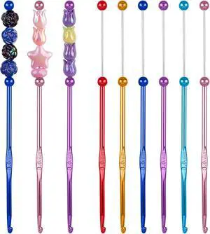 Framendino, 6 Pack DIY Beadable Crochet Hooks Knitting Needles Set Aluminum Handle 3 mm for Focal Beads Colors Framendino, 6 Pack DIY Beadable Crochet Hooks Knitting Needles Set Aluminum Handle 3 mm for Focal Beads Colors