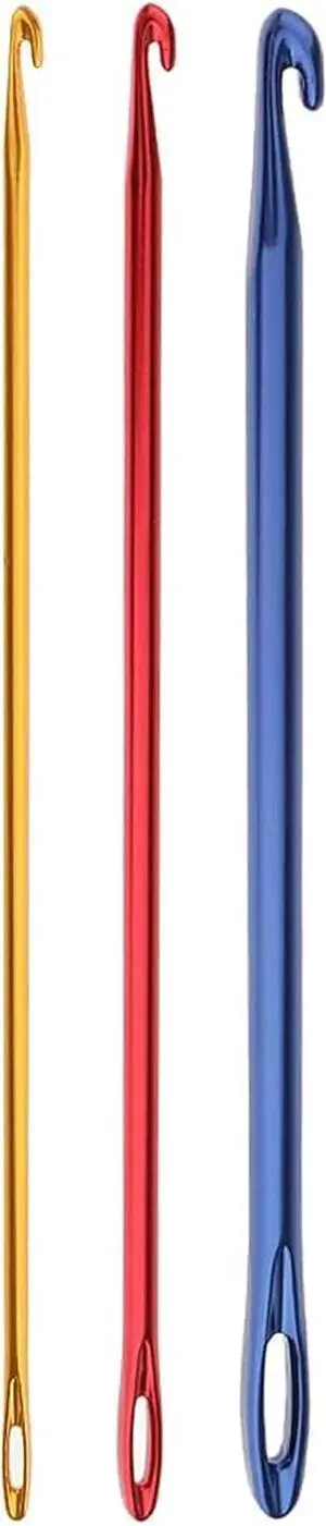 MauSong 3 Pieces Aluminum Tunisian Afghan Crochet Hook Knit Needle Hand Weaving Knitting Tool DIY MauSong 3 Pieces Aluminum Tunisian Afghan Crochet Hook Knit Needle Hand Weaving Knitting Tool DIY