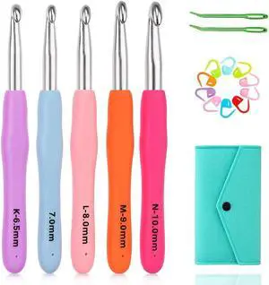 Yarniss Large Ergonomic Crochet Hooks Set 6.5mm 7.0mm 8.0mm 9.0mm 10.0mm | Big Crochet Hooks for Chunky Yarn Yarniss Large Ergonomic Crochet Hooks Set 6.5mm 7.0mm 8.0mm 9.0mm 10.0mm | Big Crochet Hooks for Chunky Yarn