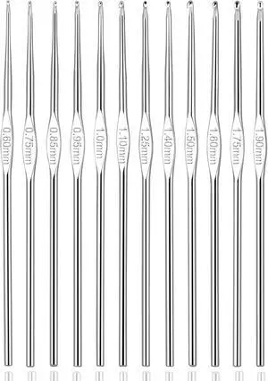 Small Size Crochet Hook Stainless Steel Crochet Needles QLRFFLJOY 12 pcs Metal Crochet Hooks (0.6mm - 1.9mm) Embroidery Thread Knitting Weaving Tool DIY Lace Yarn Crochet Needle Small Size Crochet Hook Stainless Steel Crochet Needles QLRFFLJOY 12 pcs Metal Crochet Hooks (0.6mm - 1.9mm) Embroidery Thread Knitting Weaving Tool DIY Lace Yarn Crochet Needle