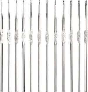 12 Sizes Small Crochet Hooks, Metal Stainless Steel Mini Knitting Needles for Lace Yarn Embroidery Thread, Long Crochet Needle Hook DIY Craft Tools for Beginners (12 Pcs, 0.6 mm-1.9 mm) 12 Sizes Small Crochet Hooks, Metal Stainless Steel Mini Knitting Needles for Lace Yarn Embroidery Thread, Long Crochet Needle Hook DIY Craft Tools for Beginners (12 Pcs, 0.6 mm-1.9 mm)