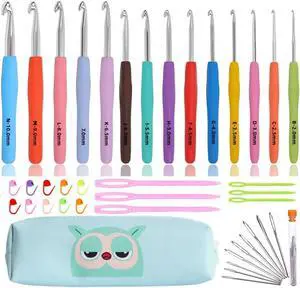 Crochet Hook Set,14 Sizes Crochet Hooks for Arthritic Hands,Crochet Hooks Ergonomic Soft Grip with Case,Crochet Needles(Size B-Size N) Crochet Hook Set,14 Sizes Crochet Hooks for Arthritic Hands,Crochet Hooks Ergonomic Soft Grip with Case,Crochet Needles(Size B-Size N)
