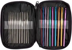 22Pcs Crochet Hooks Set, BetyBedy Aluminum Handle Knitting Needles, Multicolor Crochet Needles for Yarn Craft, 0.6~6.5mm 22Pcs Crochet Hooks Set, BetyBedy Aluminum Handle Knitting Needles, Multicolor Crochet Needles for Yarn Craft, 0.6~6.5mm