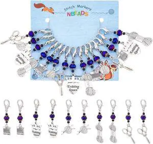 NBEADS 15 Pcs Knitting Stitch Markers, 5 Styles Antique Silver Alloy Crochet Stitch Marker Charms Removable Lobster Clasp Locking Stitch Marker for Knitting Weaving Sewing Accessories NBEADS 15 Pcs Knitting Stitch Markers, 5 Styles Antique Silver Alloy Crochet Stitch Marker Charms Removable Lobster Clasp Locking Stitch Marker for Knitting Weaving Sewing Accessories