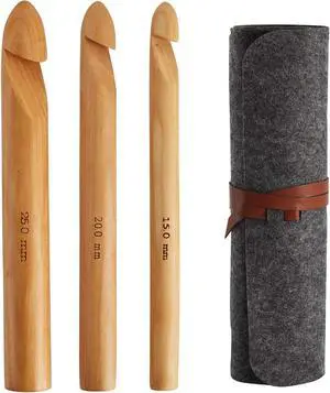 3 PCS Giant Crochet Hooks Set - Bamboo Yarn Hooks with Portable Case - Perfect for Big Loop Yarn or Extra Bulky Yarn Projects 3 PCS Giant Crochet Hooks Set - Bamboo Yarn Hooks with Portable Case - Perfect for Big Loop Yarn or Extra Bulky Yarn Projects