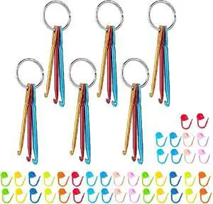 Zuoyou 6 Sets Mini Crochet Hook Keychain with 40pcs Plastic Stitch Markers | 3 Sizes/Set (3mm/4mm/5mm) Aluminum Crochet Knitting Needles Zuoyou 6 Sets Mini Crochet Hook Keychain with 40pcs Plastic Stitch Markers | 3 Sizes/Set (3mm/4mm/5mm) Aluminum Crochet Knitting Needles