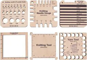 BENECREAT 6 Styles Wood Knitting Gauge Rulers, Crochet Hook and Yarn Wrap Per Inch Guide Knitting Tool for Spinners Yarn Measuring Crochet Accessories BENECREAT 6 Styles Wood Knitting Gauge Rulers, Crochet Hook and Yarn Wrap Per Inch Guide Knitting Tool for Spinners Yarn Measuring Crochet Accessories