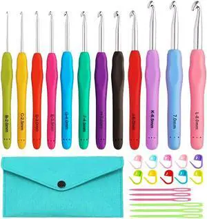 Yarniss 12 Size Crochet Hooks 2.0~8.0mm,Ergonomic Crochet Hook for Beginner | Crochet Set with Soft Grip Yarniss 12 Size Crochet Hooks 2.0~8.0mm,Ergonomic Crochet Hook for Beginner | Crochet Set with Soft Grip