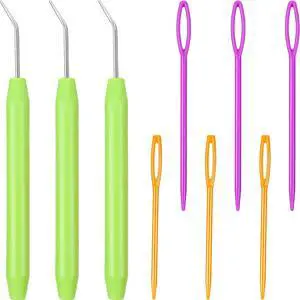 WILLBOND 9 Pieces Knitting Loom Hook Crochet Needle Hook with Convenient Handles and Large Eye Plastic Sewing Needles for Knitting Crafts(Green) WILLBOND 9 Pieces Knitting Loom Hook Crochet Needle Hook with Convenient Handles and Large Eye Plastic Sewing Needles for Knitting Crafts(Green)