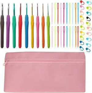 50pcs Crochet Hook kit Ergonomic Soft Grip 9 Size Knitting Needles (2mm-6mm) with Stitch Markers Crochet Tool Perfect for Arthritic Hands Beginners 50pcs Crochet Hook kit Ergonomic Soft Grip 9 Size Knitting Needles (2mm-6mm) with Stitch Markers Crochet Tool Perfect for Arthritic Hands Beginners