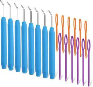 Wonvoc 8 Pcs Blue Loom Hooks with 12 Pcs Colorful Plastic Sewing Needles | Loom Knit Hook Set, Crochet Needle Hook Kit for Knitting Looms & Boards Wonvoc 8 Pcs Blue Loom Hooks with 12 Pcs Colorful Plastic Sewing Needles | Loom Knit Hook Set, Crochet Needle Hook Kit for Knitting Looms & Boards