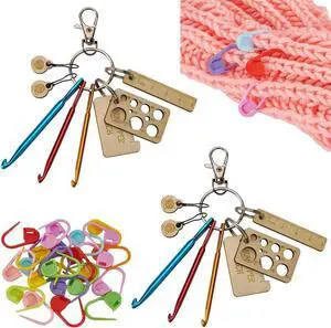 FINGERINSPIRE 26 Pcs Crochet Hook Kit 22x11x3mm Stitch Markers Mini Keychain Aluminum Crochet Hooks Knitting Needles Crochet Hook Keychain Portable Crochet Keychains Kit with Wooden Pendant and Pin FINGERINSPIRE 26 Pcs Crochet Hook Kit 22x11x3mm Stitch Markers Mini Keychain Aluminum Crochet Hooks Knitting Needles Crochet Hook Keychain Portable Crochet Keychains Kit with Wooden Pendant and Pin