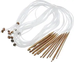 AUEAR, Set of 12 Size Bamboo Knitting Needles Tunisian Afghan Crochet Hook with Plastic Cable 3mm to 10mm Carpet Rug Weave Carbonized (Clear) AUEAR, Set of 12 Size Bamboo Knitting Needles Tunisian Afghan Crochet Hook with Plastic Cable 3mm to 10mm Carpet Rug Weave Carbonized (Clear)