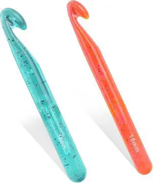 2PCS Large Crochet Hooks, Size 18 mm,15mm Crochet Hooks for Arthritic Hands | Big Crochet Hook for Beginners, Giant Crochet Hooks,Plastic Crystal Knitting Needles for Handmade DIY,Chunky Yarn 2PCS Large Crochet Hooks, Size 18 mm,15mm Crochet Hooks for Arthritic Hands | Big Crochet Hook for Beginners, Giant Crochet Hooks,Plastic Crystal Knitting Needles for Handmade DIY,Chunky Yarn
